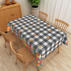 Lofaris Black White Plaid Marple Leaves Pumpkin Tablecloth