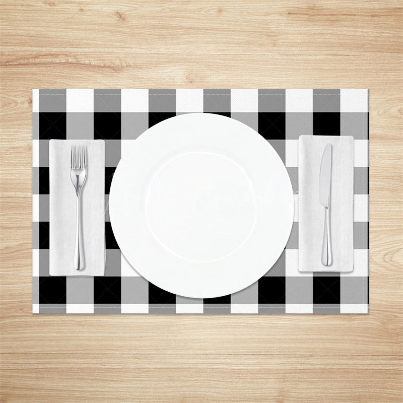 Lofaris Black White Plaid Modern Dining Set Of 4 Placemats