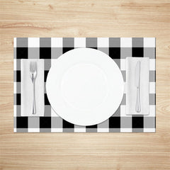 Lofaris Black White Plaid Modern Dining Set Of 4 Placemats