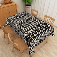 Lofaris Black White Rhombic Stripes Rectangle Tablecloth