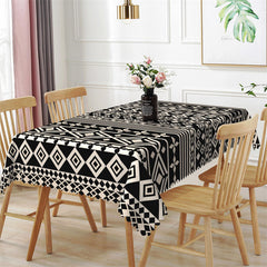 Lofaris Black White Rhombic Stripes Rectangle Tablecloth