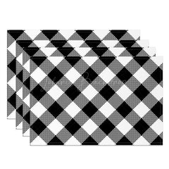 Lofaris Black White Rhombus Plaid Dining Set Of 4 Placemats