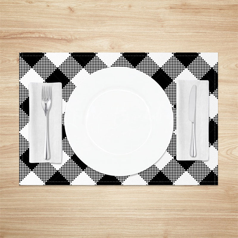 Lofaris Black White Rhombus Plaid Dining Set Of 4 Placemats