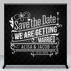 Lofaris Black White Save The Gate Custom Wedding Backdrop