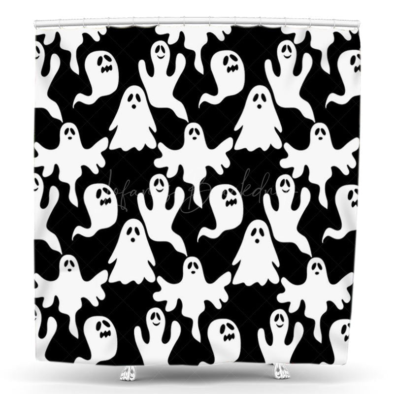 Lofaris Black White Scary Ghosts Halloween Shower Curtain