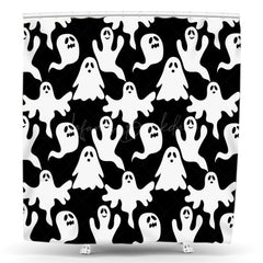 Lofaris Black White Scary Ghosts Halloween Shower Curtain