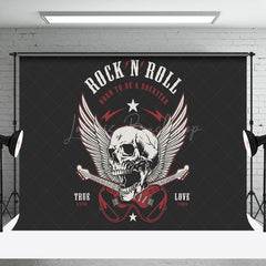 Lofaris Black White Skull Guitar Rock N Roll Party Backdrop