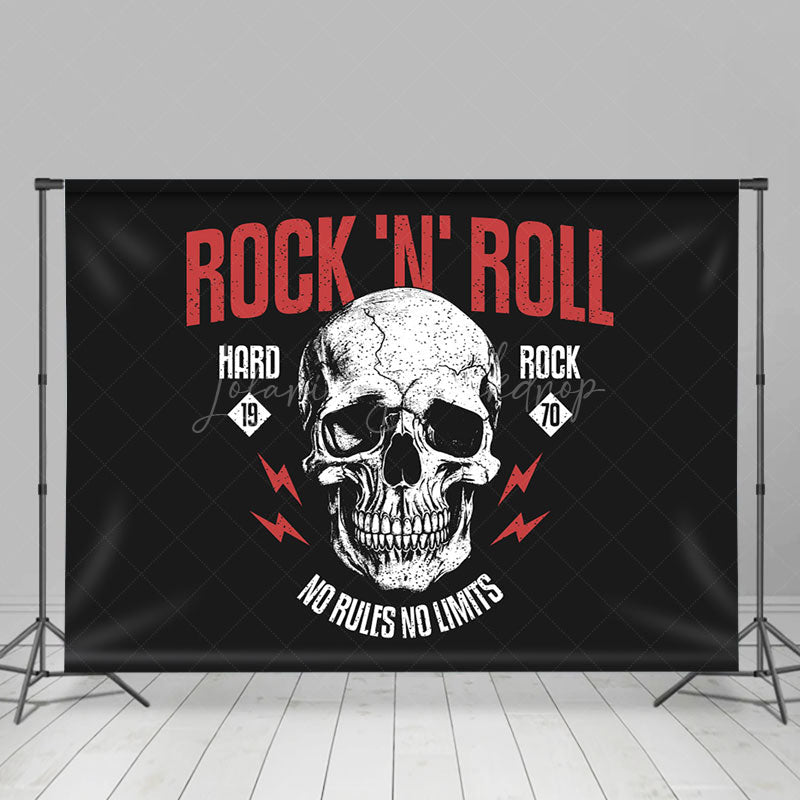 Lofaris Black White Skull Red Rock N Roll Party Backdrop