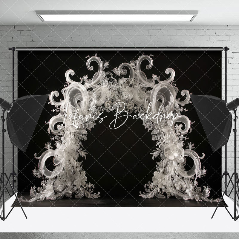 Lofaris Black White Special Shaped Arch Wedding Backdrop