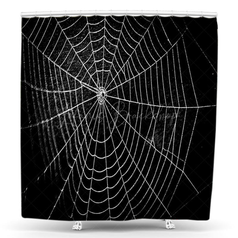 Lofaris Black White Spider Wab Scary Halloween Shower Curtain