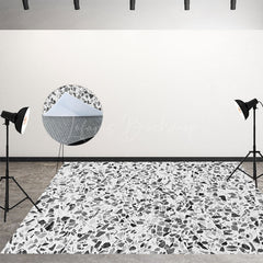 Lofaris Black White Terrazzo Abstract Textured Floor Mat