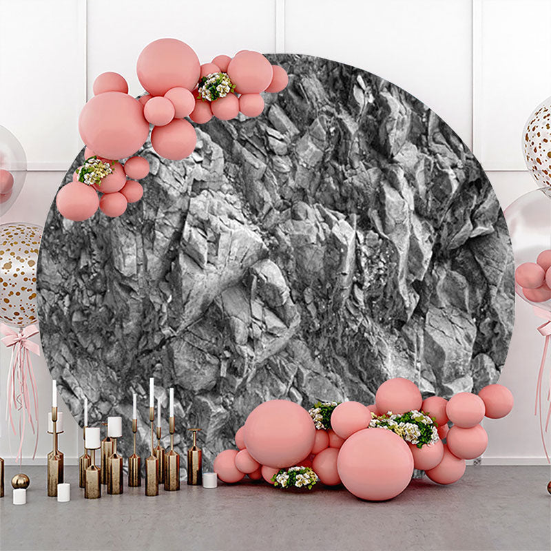 Lofaris Black White Weathered Rock Round Birthday Backdrop