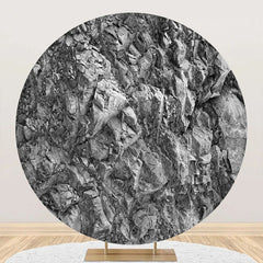 Lofaris Black White Weathered Rock Round Birthday Backdrop