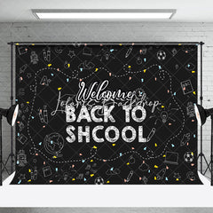 Lofaris Black White Welcome Back To School Party Backdrop