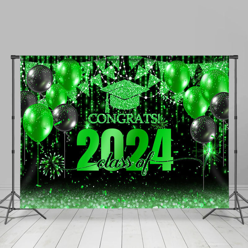 Lofaris Black With Green Balloon Flag Class Of 2023 Backdrop