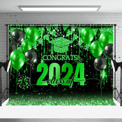 Lofaris Black With Green Balloon Flag Class Of 2023 Backdrop