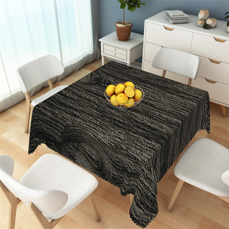 Lofaris Black Wood Paterns Stripes Square Dining Tablecloth