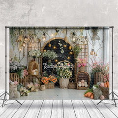 Lofaris Black Wooden Arch With Flowers Interior Backdrop