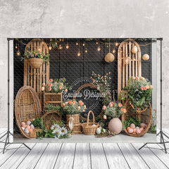 Lofaris Black Wooden Door Arched Shelf Easter Egg Backdrop