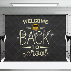 Lofaris Black Yellow Bus Welcome Back To School Backdrop