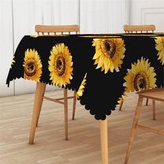 Lofaris Black Yellow Sunflowers Step And Repeat Tablecloth