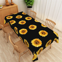 Lofaris Black Yellow Sunflowers Step And Repeat Tablecloth