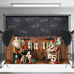 Lofaris Blackboard Math Wood Retro Wall Cake Smash Backdrop