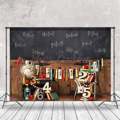 Lofaris Blackboard Math Wood Retro Wall Cake Smash Backdrop