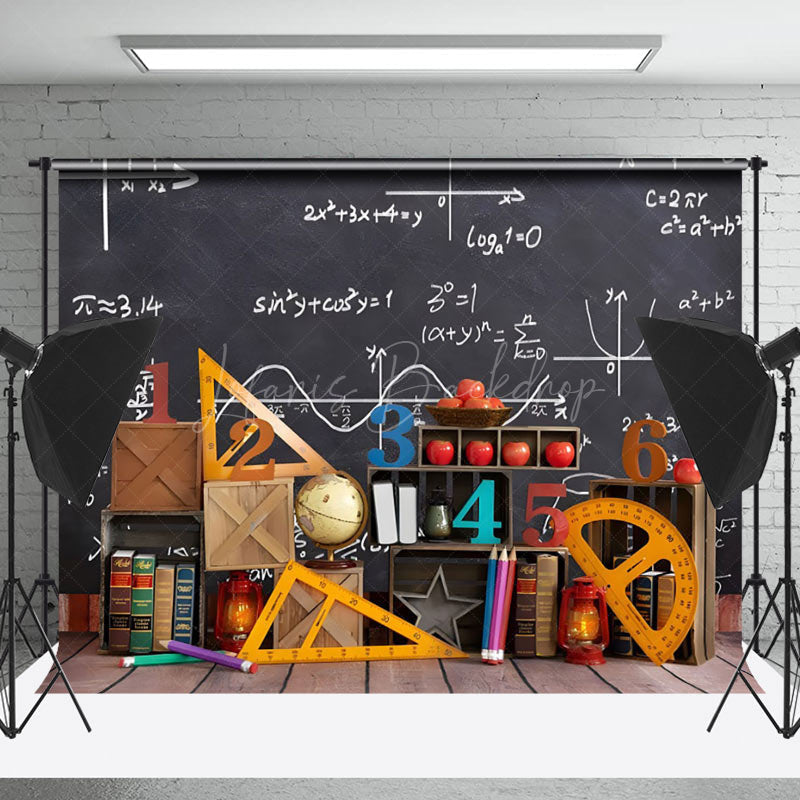 Lofaris Blackboard Math Wooden Floor Cake Smash Backdrop