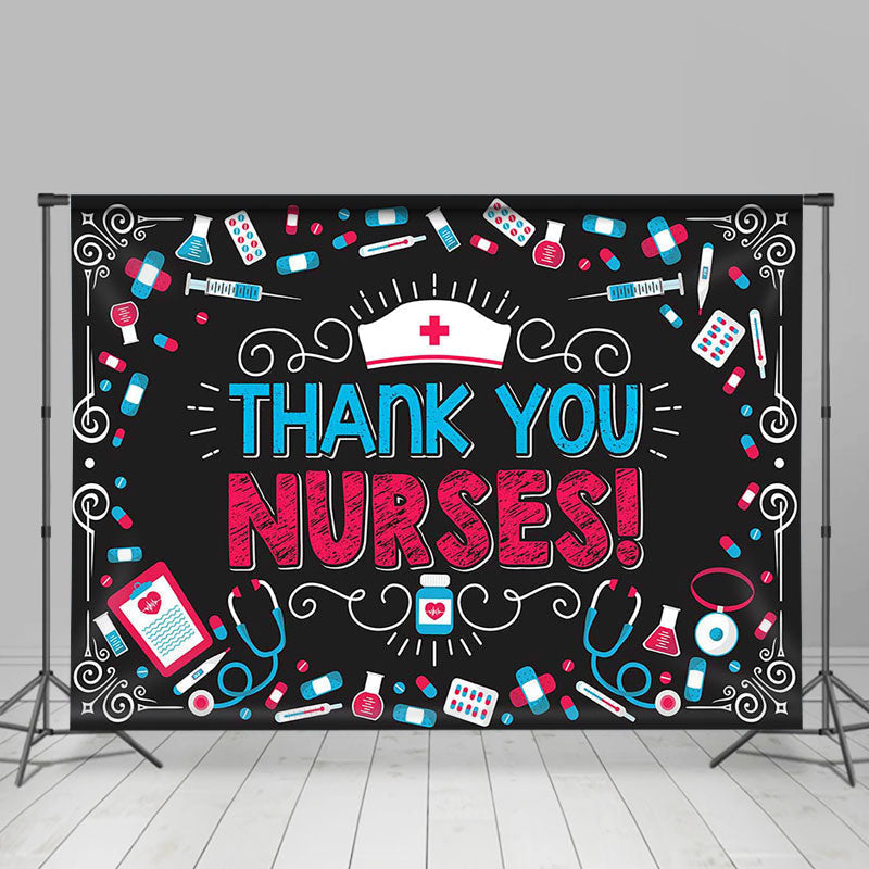 Lofaris Blackboard Medicine Cap National Nurses Day Backdrop