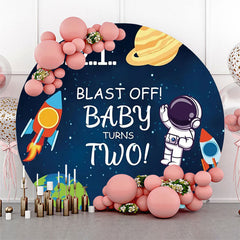 Lofaris Blast Off Galaxy Planets Round 2nd Birthday Backdrop