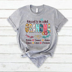 Lofaris Blessed Called Grandma Kids Art Flower T - Shirt