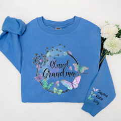 Lofaris Blessed Grandma Grandkid Butterfly Custom Sweatshirt