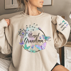 Lofaris Blessed Grandma Grandkid Butterfly Custom Sweatshirt