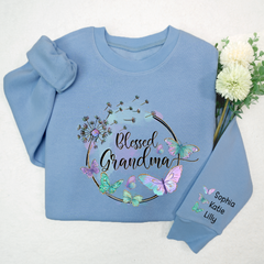 Lofaris Blessed Grandma Grandkid Butterfly Custom Sweatshirt