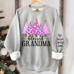 Lofaris Blessed Grandma Pink Christmas Tree Custom With Kids Gift TH Sweatshirt