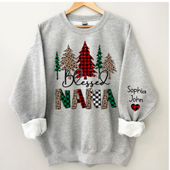 Lofaris Christmas Trees Blessed Nana Mimi Grandma Custom Name CTH01 Sweatshirt