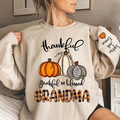 Lofaris Blessed Thankful Grateful Grandma Custom Sweatshirt