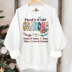 Lofaris Blessed To Be Called Grandma And Kids Art Flower Sweatshirt