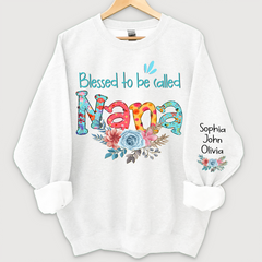 Lofaris Blessed to be called Nana Foral And Grandkids Sweatshirt