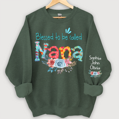 Lofaris Blessed to be called Nana Foral And Grandkids Sweatshirt