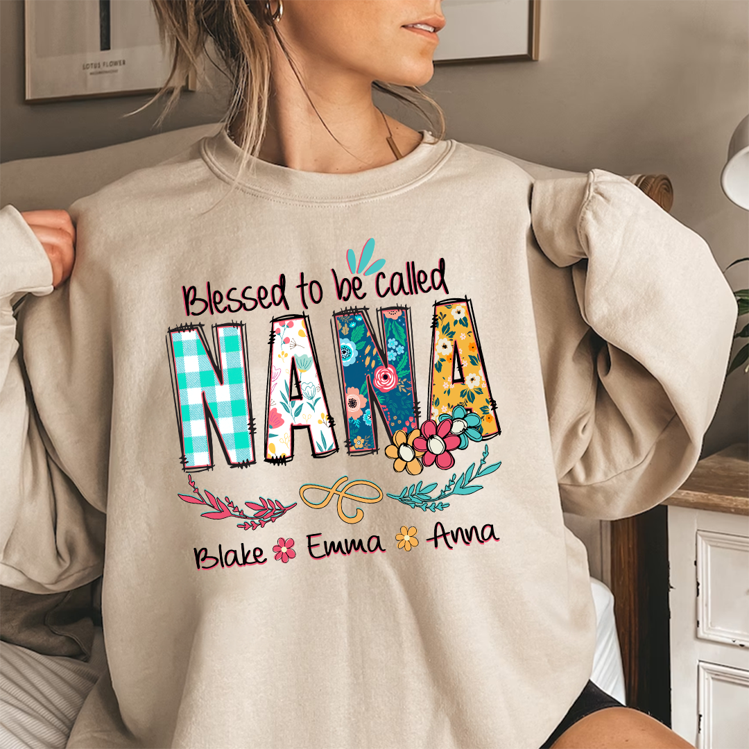 Lofaris Blessed To Be Called Nana And Kids Art Flower Sweatshirt