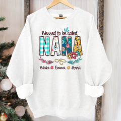 Lofaris Blessed To Be Called Nana And Kids Art Flower Sweatshirt