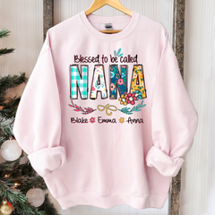 Lofaris Blessed To Be Called Nana And Kids Art Flower Sweatshirt