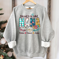 Lofaris Blessed To Be Called Nana And Kids Art Flower Sweatshirt