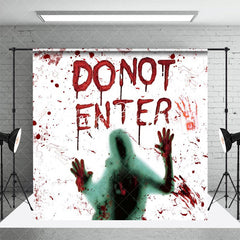 Lofaris Bloody Handprint Do Not Enter Ghost Scary Backdrop