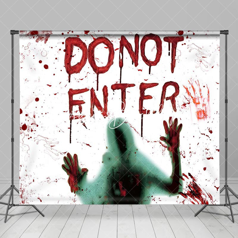 Lofaris Bloody Handprint Do Not Enter Ghost Scary Backdrop