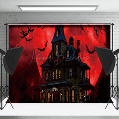 Lofaris Bloody Moon Night Bats House Halloween Backdrop