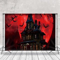 Lofaris Bloody Moon Night Bats House Halloween Backdrop