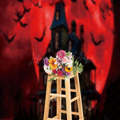 Lofaris Bloody Moon Night Bats House Halloween Backdrop